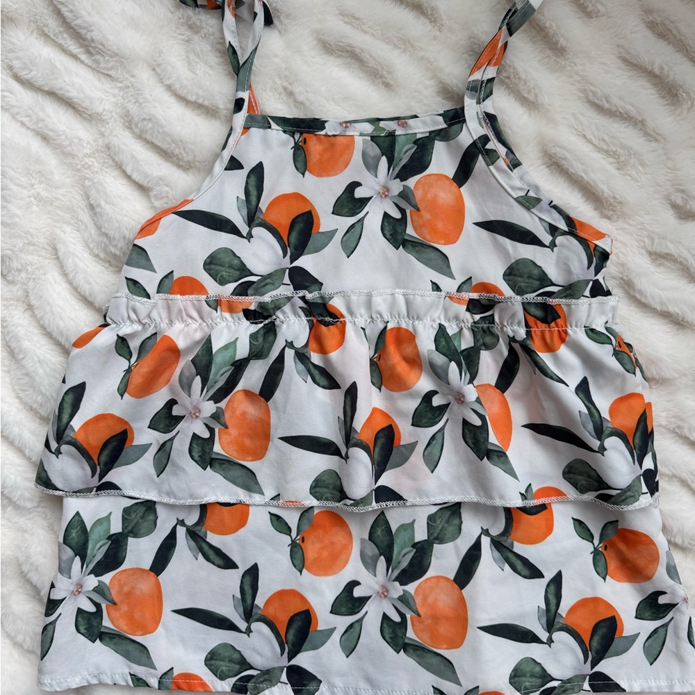 Floral Orange Kids Tank Top